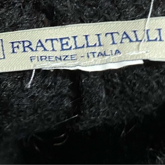 FRATELLITALLI Black Knit Alpaca Wool Acrylic Ruana Wrap/Italy/OS/Luxe+Lovely - Picture 7 of 7